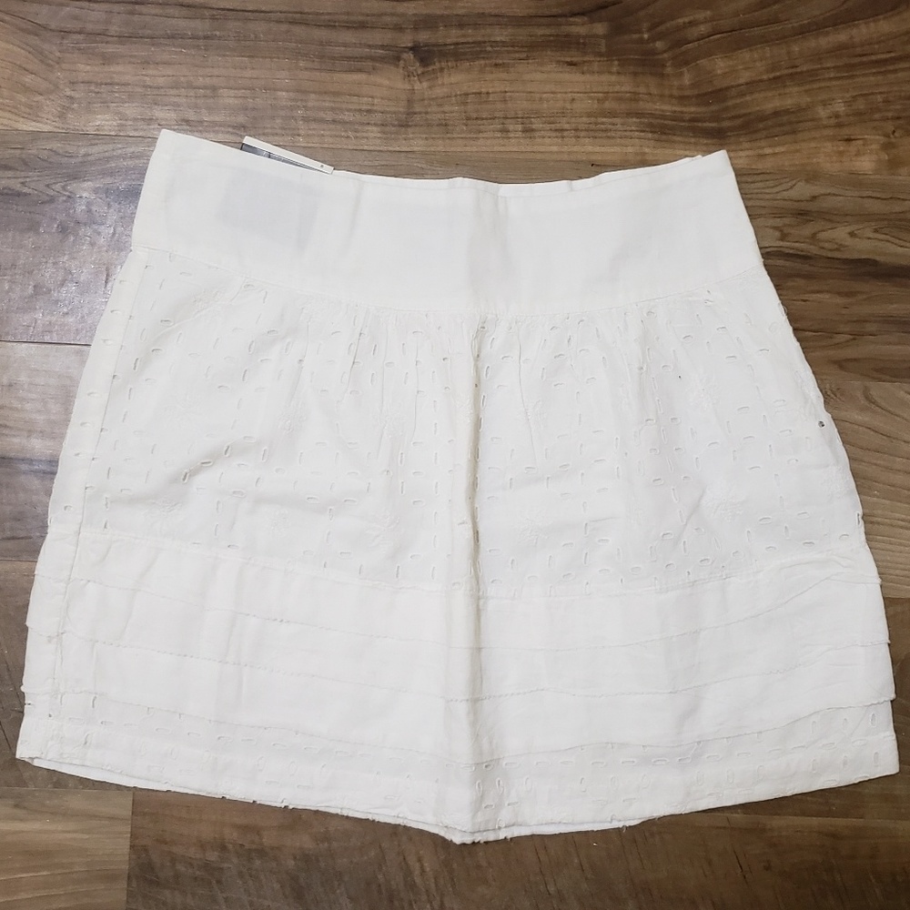 Eyelet A-line Cotton Skirt